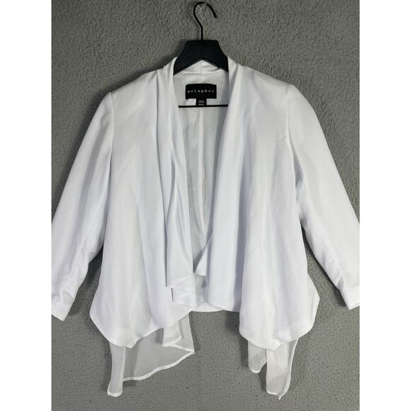 Metaphor White Draped‎ Waterfall Open Jacket Women’s XS Lightweight Blazer - Picture 4 of 11